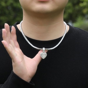 Nuevo Collar con Colgante de Corazón de Diamantes, Estilo Hip Hop, Diseño Exclusivo, Corazón de Azúcar - Product Image 4