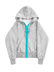 CROWN GATE INTERNATIONAL Sweat à capuche court noir pour femme, manches longues, fermeture éclair, couleur unie, mélange de coton tricoté respirant, oreilles de chat - Product Image 1