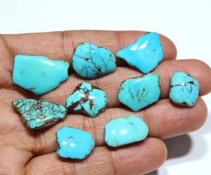 Tranches brutes de turquoise naturelle d'Arizona, forme Prince, pierres précieuses en vrac pour la fabrication de bijoux - Product Image 2