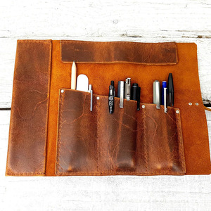 Porte-crayons en cuir de qualité supérieure, organiseur d'outils de dessin, logo personnalisé, accessoire d'artiste personnalisé, prix de gros - Product Image 1
