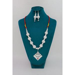Ensemble collier et boucles d'oreilles en argent ethnique fait main, style français traditionnel pour femmes, pendentif de mode africaine, ensemble collier fait main - Product Image 4