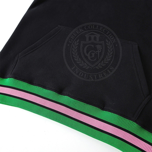 OEM Sisterhood sorority <b>Black</b> Sweatshirt Green Pink Trim Crew Neck Greek Embroidery Cotton fleece College Women's sweater - Product Image 5