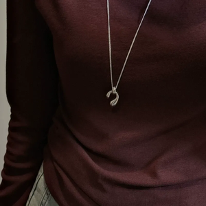 Collier long en argent sterling S925, version coréenne, avec pendentif goutte d'eau, style rétro INS, collier long personnalisé, couleur argent - Product Image 4