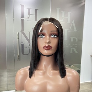 Vente en gros 100% cheveux humains vierges vietnamiens bruts perruque courte os droit couleur noir de jais super extension de cheveux doublement étirée - Product Image 2