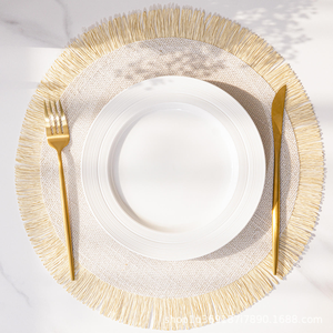 Wholesale Price Colorful Boho Chic Jute <b>Placemat</b> <b>Round</b> Woven <b>Placemats</b> Tassel Paper Raffia Woven <b>Placemats</b> for Family Gathering - Product Image 4