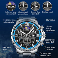Montre homme Mark Fairwhale, montre-bracelet de style business, étanche, lumineuse, avec date, mouvement à quartz, bracelet en acier inoxydable, montre-bracelet FW-5048