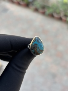 Bague de Fiançailles et de Mariage en Chrysocolle Naturelle de Qualité Supérieure pour Femmes et Filles, en Argent Sterling 925 Massif, Bague de Promesse Certifiée - Product Image 1