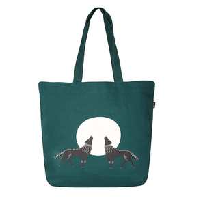 Sac fourre-tout en toile avec impression d'art loup, réutilisable pour le quotidien, sac de marché décontracté pour les commandes en détail et en gros - Product Image 1