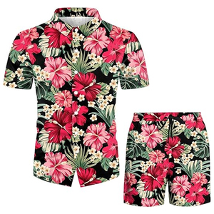 Wholesale Breathable Men's Two-Piece Shirt And Shorts Suit Customized Polyester Custom 2 Piece Shirt And Shorts Men Set - Product Image 5