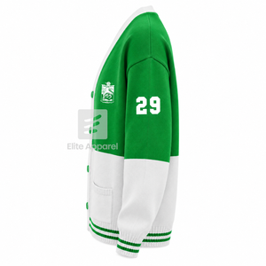 Suéter universitario transpirable personalizado de la hermandad Iota Phi Lambda con logotipo bordado en la parte delantera, verde y blanco, informal, de manga larga para mujer - Product Image 4