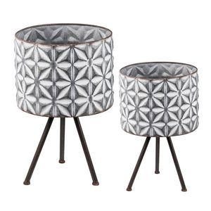 Modern Metal Flower <b>Pot</b> With Stand Circular Pattern Indoor Plant Planter Minimalist Design Style - Product Image 1