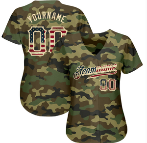 Camiseta de Béisbol Personalizada OEM, Transpirable, 100% Poliéster, Tallas Grandes, Logotipo del Equipo Impreso por Transferencia de Calor, Nombre, Número, Diseño de Camuflaje Personalizado - Product Image 2