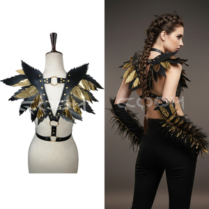 Harnais de corps noir et or avec accents dorés métalliques - Product Image 1