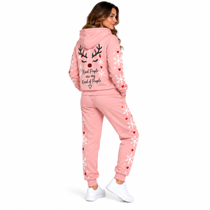 Ensemble de survêtement de Noël pour femme de haute qualité, imprimé graphique, sweat à capuche et pantalon de jogging, couleur unie, personnalisé, pour les fêtes - Product Image 6