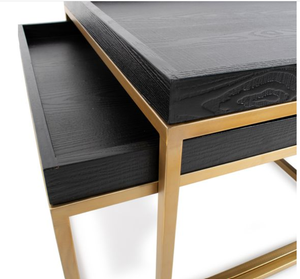 <b>Black</b> Wood Ottoman <b>Tray</b> Solid Wood <b>Serving</b> Plate Rectangle Dish with Raised Edges for Party Dining - Product Image 3