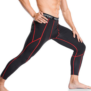 Compression Gym Wear Men Sports Breathable Four-Way Stretch Solid <b>Pattern</b> Workout Tight <b>Leggings</b> - Product Image 6