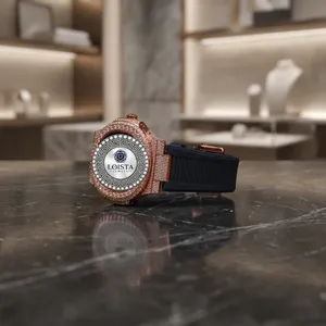 Reloj de Cuarzo con Incrustaciones de Diamantes Moissanite, Diseño Impresionante, 20 mm, Cristal, Disponible al por Mayor para Exportación, Precio LOISTA - Product Image 2