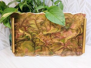 Luxury Abstract Resin Art Serving Tray with Handles Handmade Modern Coffee <b>Table</b> <b>Vanity</b> Tray Statement Home Decor unique tray - Product Image 4