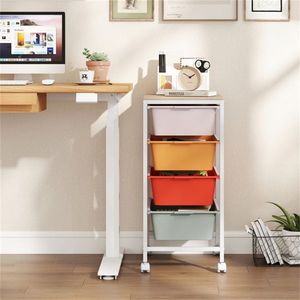 Carrello portaoggetti mobile a 4 cassetti Macaron con piano in legno MDF, organizer multiuso - Product Image 5