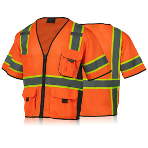 Gilet de sécurité haute visibilité en maille réfléchissante, respirant, en polyester, classe 3, à manches courtes, multi-poches, livraison gratuite depuis les États-Unis - Product Image 1
