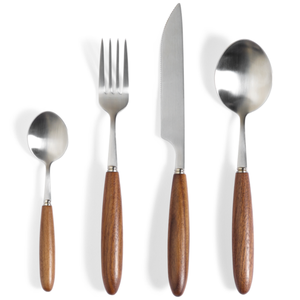 Ensemble de couverts en acier inoxydable avec manche en bois de noyer de qualité supérieure, ensemble de couverts design pour restaurants haut de gamme et cuisine à domicile - Product Image 1