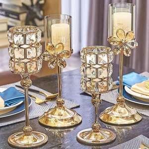 Contenedor de plumas de cristal para el hogar, decoración de mesa de cena con velas, portavelas de cristal, piezas de decoración - Product Image 3