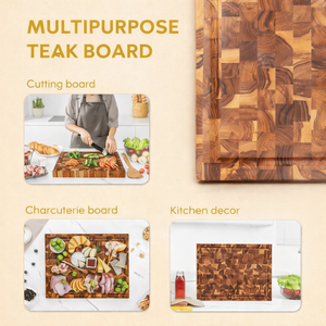 Luxury Hardwood End Grain Cutting Board, Artistic Pattern, Heavy Duty, Food Safe Kitchen Prep and Serving Board - Product Image 2