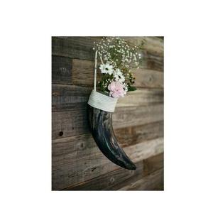 Par de Jarrones de Flores de Cuerno de Búfalo Antiguos, Artesanía Decorativa Única, Jarrón de Pared de Cuerno Natural Hecho a Mano, Estilo Rústico - Product Image 4