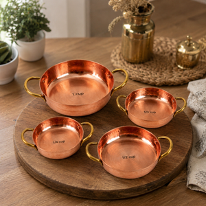 Handmade Pure Copper <b>Measuring</b> Cups Set Wooden Handle Kitchen <b>Measuring</b> Scoop Baking Coffee Tea Tools OEM ODM Manufacturer - Product Image 5