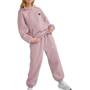 Ensemble survêtement streetwear personnalisé grande taille pour femmes et hommes, coupe décontractée, 100% coton molletonné, vente en gros - Product Image 4