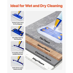 Mopa Fácil de Usar con 3 Almohadillas Lavables, Tanque de Agua Recargable de 27 oz, Mopa de Microfibra para Limpieza de Pisos Secos y Mojados, Empaquetada en Caja - Product Image 5