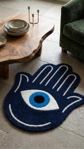 Alfombra de Lana de Lujo con Diseño de Mano de Hamsa y Ojo Turco, Tejida a Mano, Suave, Antideslizante, para Decoración Moderna del Hogar - Product Image 3
