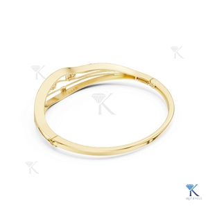 Lab Grown Diamond Filled Brilliant Cut Wavy Multi Strand <b>Bangle</b> 14K 18K <b>Solid</b> <b>Gold</b> Fine Unisex Organic Flowing Design Luxury - Product Image 6