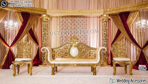 Royal Wedding <b>Silver</b> Throne <b>Chair</b> and Sofa Set Elegant Wedding Reception Platinum Finish Sofa Set Luxury Loveseat for Wedding UK - Product Image 2