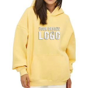 Sweat-shirt surdimensionné personnalisé pour femme en coton et fibre de bambou, tricoté, avec logo imprimé sur le devant, coupe classique, avec poches, idéal pour l'automne - Product Image 3