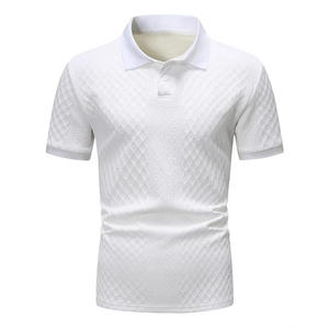 OEM Factory Cross Border Mens Jacquard Fabric Polo Shirt Solid Color Button Placket Stand Collar Short Sleeve Casual Polo Shirt - Product Image 3