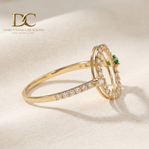 Anillo de Oro Amarillo Sólido de 14 Quilates con Diamante Cultivado en Laboratorio y Esmeralda Colombiana con Certificado IGI para Compromiso, Joyería de Lujo para Mujer - Product Image 4