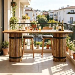 Tavolo Alto Pieghevole per Bar, Arredamento per Interni/Esterni, Casa, Seminterrato, Hotel, Giardino, Feste, con Base a Gamba - Product Image 1