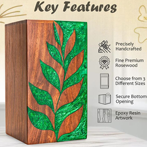 Wooden Urn with Tree Engraved Design Handmade Wooden Cremation for Ashes by AYAANS - Product Image 5