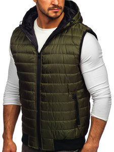 2026 High Quality Men's Sleeveless Zip-Up Hooded Puffer Vest Lightweight Quilted Gilet With Pockets Winter <b>Jacket</b> Coat - Product Image 2