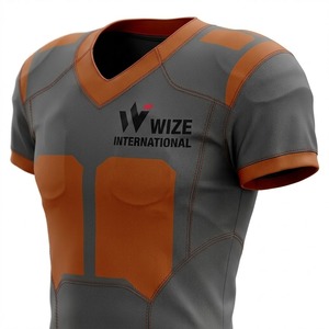 Camiseta de Fútbol Americano Acolchada para Hombre Wize International, Cuello en V, Manga Corta, Compresión Ajustada, Gris, Uniforme de Fútbol Americano - Product Image 3