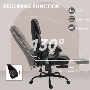 Sedia da ufficio con schienale alto e cuscino vibrante a 6 punti con supporto lombare reclinabile poltrona massaggiante nera - Product Image 5