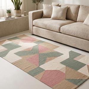 Exclusive Handwoven Flatweave Wool Rug Modern <b>Pastel</b> Solid Color Anti-Slip Medium Pile Area Carpet Home & Commercial Use <b>Decor</b> - Product Image 3
