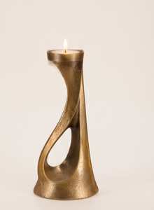Portavelas Metálico Minimalista con Acabado Dorado, Soporte de Pilar de Arquitectura Abstracta Moderna, Decoración Nórdica para el Hogar - Product Image 2