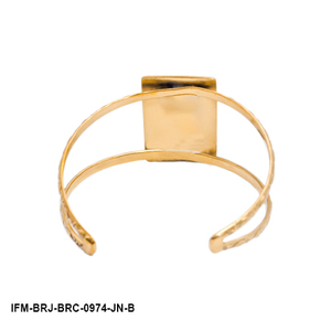 Bracelet manchette en laiton à double fil, fait main, avec emblème rectangulaire gravé 'Celebrity', style artisanal sophistiqué - Product Image 4