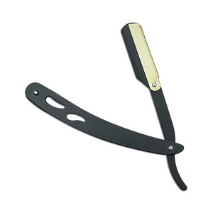 Rasoir professionnel UBI en acier à haute teneur en carbone avec lames à bord simple remplaçables, noir, bord droit - Product Image 2