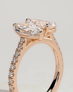 แหวนหมั้นเพชรเพาะเลี้ยง Zenavelle Marquise และ Pear Pave Toi et Moi พร้อมใบรับรอง IGI - Product Image 4