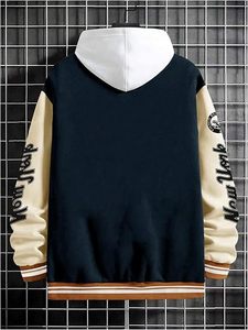 Chaqueta Varsity de Invierno para Hombre, Personalizada de Fábrica, Mezcla de Lana Ecológica, con Bordado de Letras en las Mangas Blancas, Estilo Urbano - Product Image 4