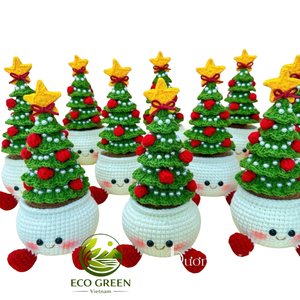 Handmade Crochet <b>Christmas</b> Tree Pot Decor Snowman Santa <b>Candy</b> <b>Cane</b> Holiday Home Table Centerpiece Wholesale OEM ODM Bulk - Product Image 2