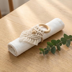 <b>White</b> Macrame Napkin Ring With Wooden Beads For <b>Dining</b> <b>Table</b> Wedding Decor Festive <b>Table</b> Styling And Gift Decoration From india - Product Image 5